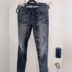 Dark grey Polo Ralph Lauren distressed mid rise Tompkins skinny jeans size 29